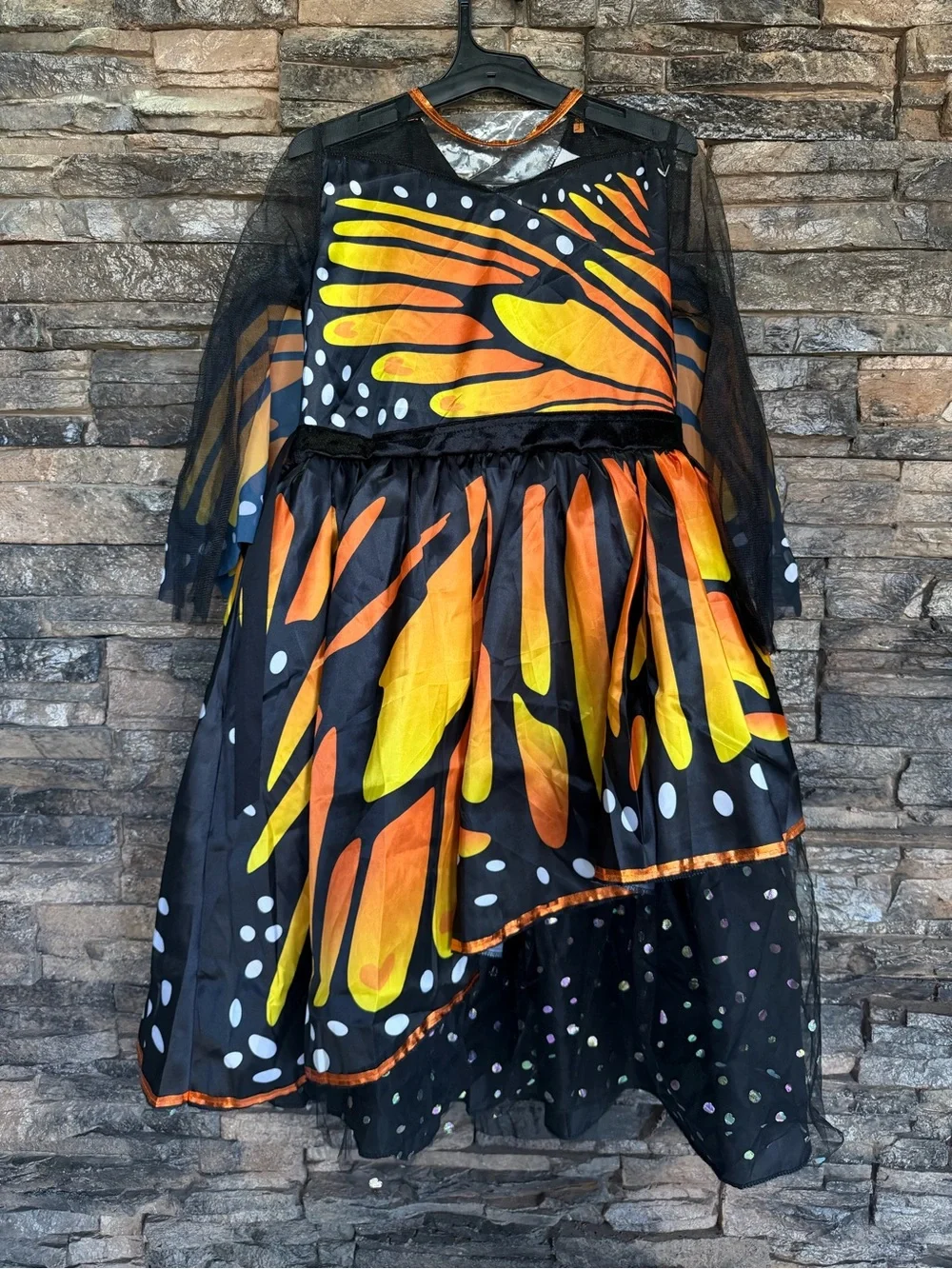 Black Orange Yellow Butterfly Wing Costume Dress